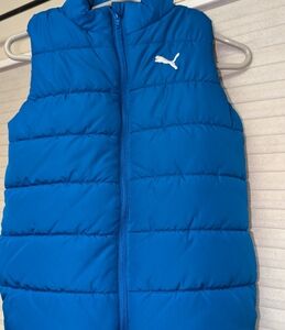 Puma Youth Boys Blue Puffer Full Zip Logo Activewear Vest Size Medium 10/12